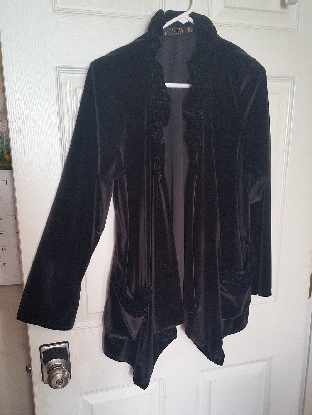 Picadilly Fashion Black Velvet Jacket with Ruffle Detail